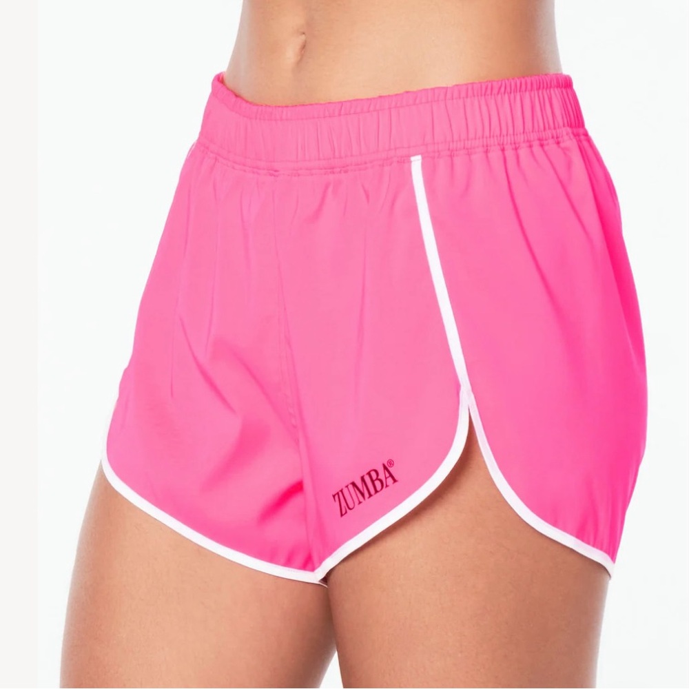 NEW- Zumba Fitness Pink Athletic Shorts Lightweight Elastic Waist
